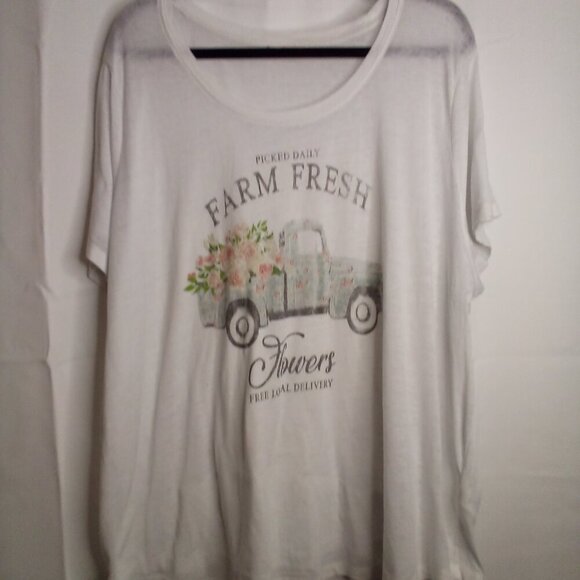 Maurices Shirt Women 3X Short Sleeve Simi Sheer Farm Fresh White - Picture 2 of 15